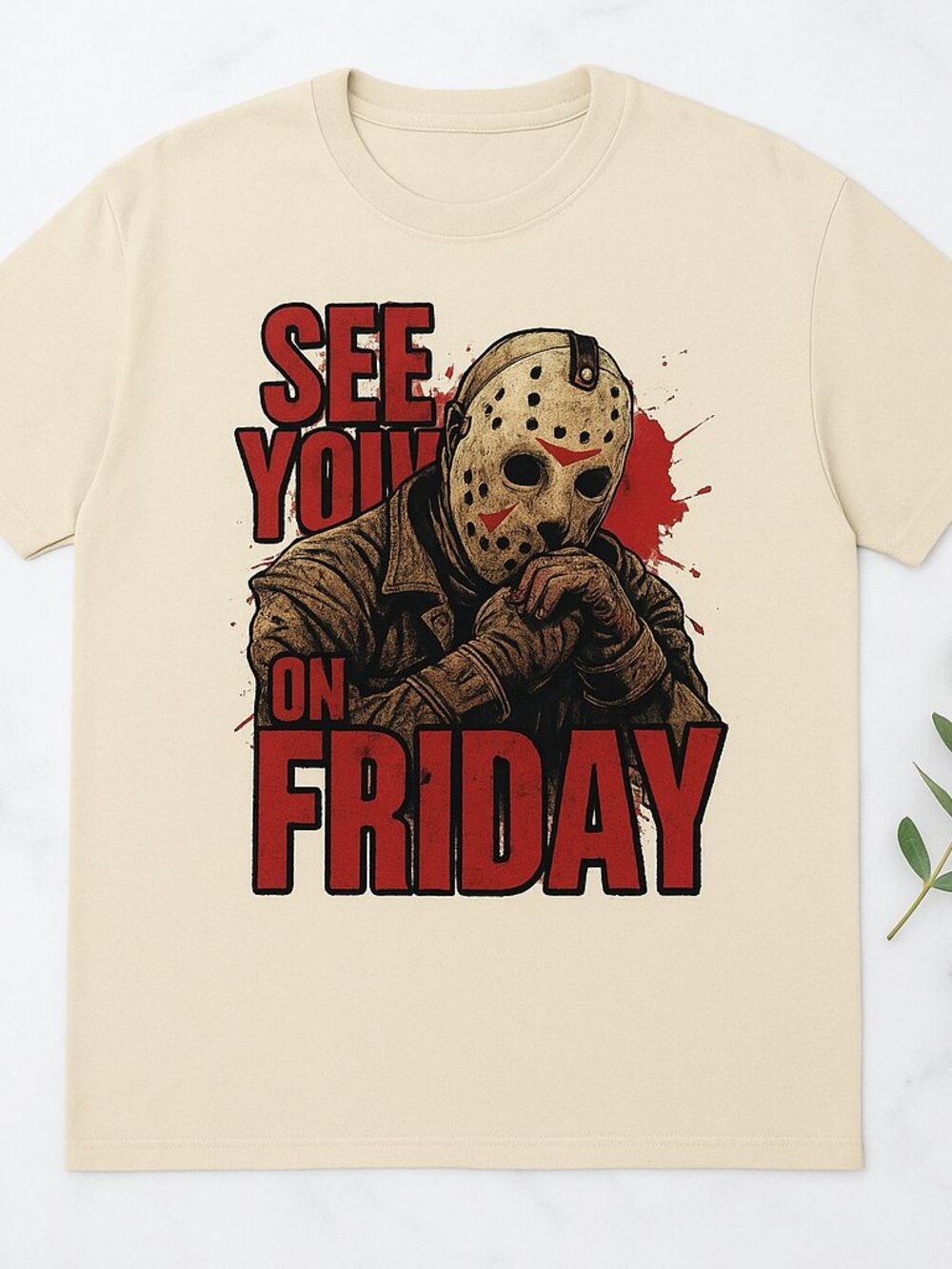 See You on Friday Michael Myers Horror Movie Halloween Mineral Wash T-Shirt